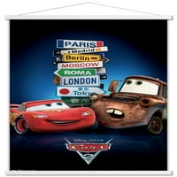 Disney Pixar automobili - jedan zidni poster sa drvenim magnetskim okvirom, 22.375 34