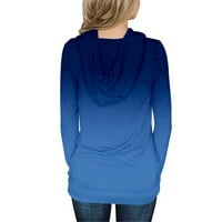 Bazyrey ženski dugi rukavi ženski posadni vrat od pune bluze modni džep dugi duksevi duks pulover plavi m