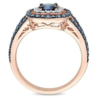 Miabella ženski 1-karatni T. W. plavo-bijeli dijamant 10kt zaručnički prsten od ružičastog zlata