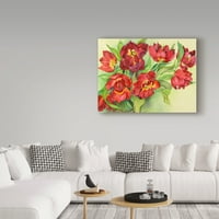 Zaštitni znak likovne umjetnosti' dvostruki crveni tulipani ' platnena Umjetnost Joanne Porter