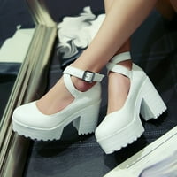 Povratak na fakultet Tenjiojio Sandale za žene Vodootporne platforme blok-peta čipkaste cipele s visokim potpeticama kožne cipele kopča kopča kaznu