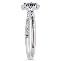 Miabella ženski karat T. G. W. ovalno rezani safir i karat T. W. dijamant 14kt Ovalni oreol prsten od