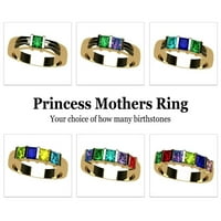 Nana princeza Channel Set za odrasle ženski matični prsten 1-kamen, Majčin dan 10k žuti kamen veličine