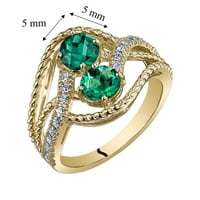 Oravo CT okrugli oblik kreiran smaragdni prsten od dva kamena u 14k žutom zlatu