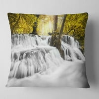 Designart šareni vodopad Erawan - jastuk za bacanje pejzažne fotografije-18x18