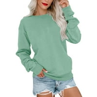 Riforla ženska slučajna dukserska dugi rukava s dugim rukavima Najbolji slatki pulover Labavi verzija Duks pulover Ženska dukserica bez kapuljača zelena l