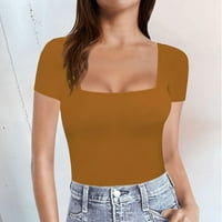 PXiakgy T majice za žene Ženske kratkih rukava s dugim rukavima Trg Twirts The Teses Orange + XL