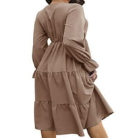 Glookwis ženske haljine V izrez Midi haljine od baggy ravnica od pune boje kaki m