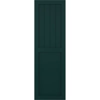Ekena Millwork 12 W 31 H True Fit PVC seoska kuća ravna ploča kombinacija fiksnih kapaka za montiranje, termo zelena