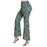Hanas ženske hlače za žene, modni casual retro ispis elastični visoki struk fladjeli dugi pasa pantaloni