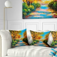 Designart jesenja šuma sa šarenom rijekom-pejzažni štampani jastuk za bacanje - 16x16