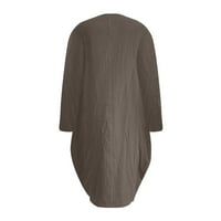 Haljine za žene rukav srednje dužine Fit a-Line štampani okrugli izrez ljetna haljina Khaki 5XL