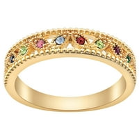 Personalizirani prsten za porodični rodni kamen obložen rodijumom, zlatom ili ružičastim zlatom