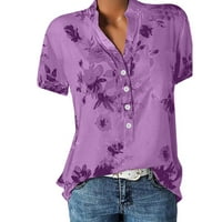 Jmntiy cvjetni vrhovi za žene dugme dolje modni Casual dugi kratki rukavi bluza