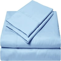 Postavljeni lim - ravni list, ugrađeni list 18 Duboki džep i jastučnice - organski bambusov list za krevet za spavaću sobu - ekstra mekano - svijetlo plava, twin-xl veličina