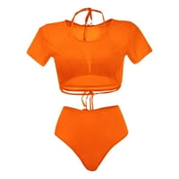 Puawkoer ženske velike veličine tri Set visokog struka odvojeni Bikini ženski konzervativni kupaći ženski