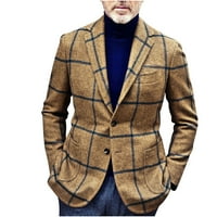 Muško Karirano odijelo dugme za jaknu vuneni formalni Casual blejzer jakne flanel okov poslovni Dress Jacket oUTWEAR