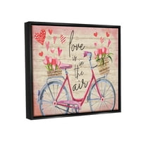 Stupell Love In The Air Tulip Bike Basket Holiday Painting Black Floater Framered Art Print Wall Art