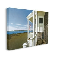 Stupell Industries Americana Cottage trijem realistična obalna slika platneni zidni umjetnički dizajn