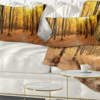 Designart žute krošnje drveća u jesenskoj šumi - moderni jastuk za bacanje šuma - 12x20