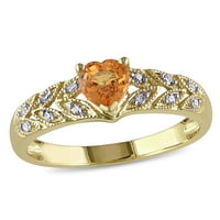 Miabella ženski karat T. G. W. narandžasti safir i dijamantski naglasak 10kt prsten od žutog zlata sa