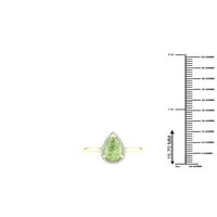 Imperial Gemstone 10k žuti zlatni kruški rez zeleni ametist CT TW TW Diamond Halo ženski prsten