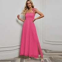 Ženske oblače Solid Srednja dužina Ljetna haljina s dugim rukavima Halter haljina vruća ružičasta L