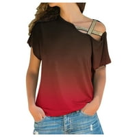 Široke bluze za žene Criss Cross ljeto jedno rame za izlazak košulje asimetrični Ombre kratki rukav slatki