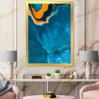 PROIZVODNJAK Sažetak mramorna kompozicija u narančastoj i plavoj III moderno uramljeni umjetnički print