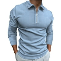 Muške košulje Dugi rukav klirens muške košulje odbijena kragna Zip up pulover vrhovi boja koja odgovara Casual Slim Fit Basic