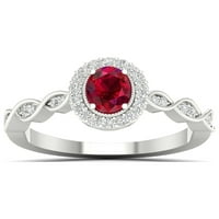 Carski dragi kamen Sterling srebrni Ovalni rez stvorio Ruby i stvorio bijeli safir Halo ženski zaručnički prsten