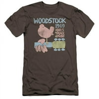 Trevco WOOD156-PSF-Woodstock godine Dove Print za odrasle Premium marke platna Slim Fit kratka rukava majica, drveni ugalj - Extra Large