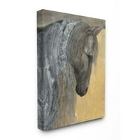 Stupell Industries apstraktni teksturirani konjski portret siva žuta slika platneni zidni umjetnički dizajn