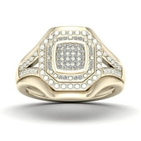 1 8Ct TDW dijamant 10k žuto zlato osmougaoni oblik klaster Halo zaručnički prsten