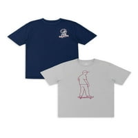 Wonder Nation Boy grafički kratki rukav T-shirt, 2-Pack, veličine 4 - & Husky