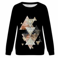 Honeladyy ponude Casual majice za žene moderni geometrijski romb grafički print bluza Dugi rukav blok košulja boja proljeće labavi vrhovi D Crna