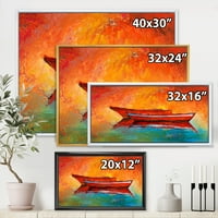 Designart 'Dva Crvena Čamca Tokom Zalaska Sunca U Jezeru' Nautički I Obalni Uokvireni Platneni Zidni Umjetnički
