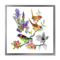 Designart' šarene ptice i tropsko cvijeće i ' tradicionalni uokvireni umjetnički Print