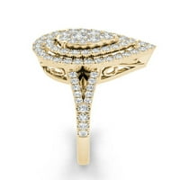 Imperial 1 2CT TDW dijamant 14k žutog zlata kruška u obliku klastera Halo zaručnički prsten
