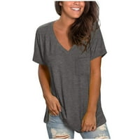 Ljetne bluze od punog plus veličine za žene V izrez Kratki rukav udoban labav majica