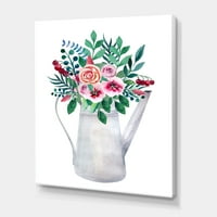 Buketi cvijeća u rustikalnom cvjetnom loncu sa bobicama Painting Canvas Art Print