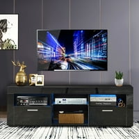 Crni TV stalak za TV, Moderan TV ormar sa LED svjetlom u boji