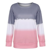 Žene Plus Size Tie-Dye štampani gradijent pulover Dugi rukav dukserica Top Pink XXXL