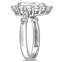 2-Carat T. G. W. stvorio bijeli safir i dijamant-Accent 10kt bijeli Zlatni oreol prsten