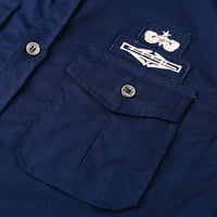 Ljetni trendi čišćenje muški košulja Muška povremena modna vojska boja džep kratki rukav labav majica tamno plavi xxl