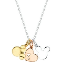 Disney silver-Tone tri-Tone Mickey Mouse i ogrlica sa srcem Minnie Mouse, 18