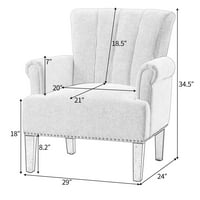 Gewnee Moderna fotelja, svučene akcentne stolice s dizajnom trip za nokte, bež