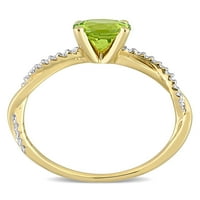 1-karatni T. G. W. Peridot i Carat T. W. Diamond 14kt zaručnički prsten od žutog zlata