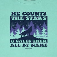 Blažena Djevojka Ženski Dečko T-Shirt-On Broji Zvijezde-Celadon-Veliki