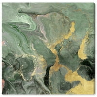 Wynwood Studio Abstract Wall Art Canvas Prints' Jade Cosmos ' Kristali - Zelena, Zlatna